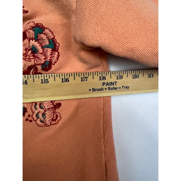 Sundance Women's Size Medium Peach Embroidered Crewneck Long Sleeve Sweatshirt - Picture 4 of 8